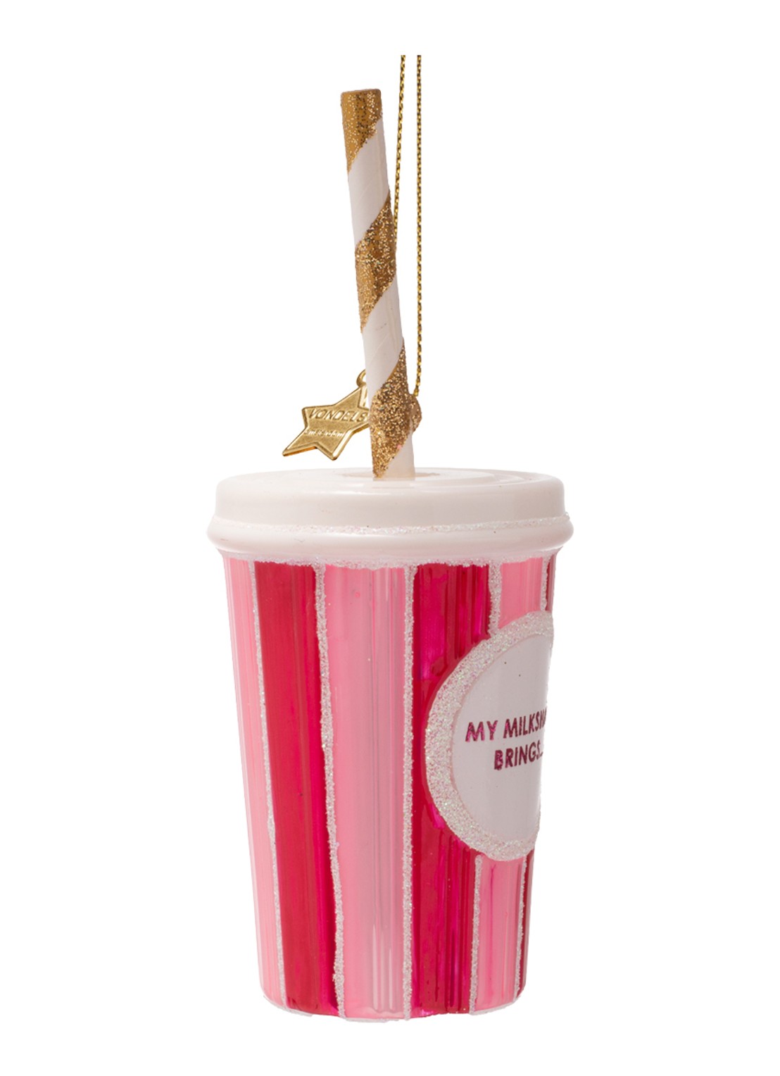 Vondels Milkshake kersthanger 14 cm - detail 4 roze
