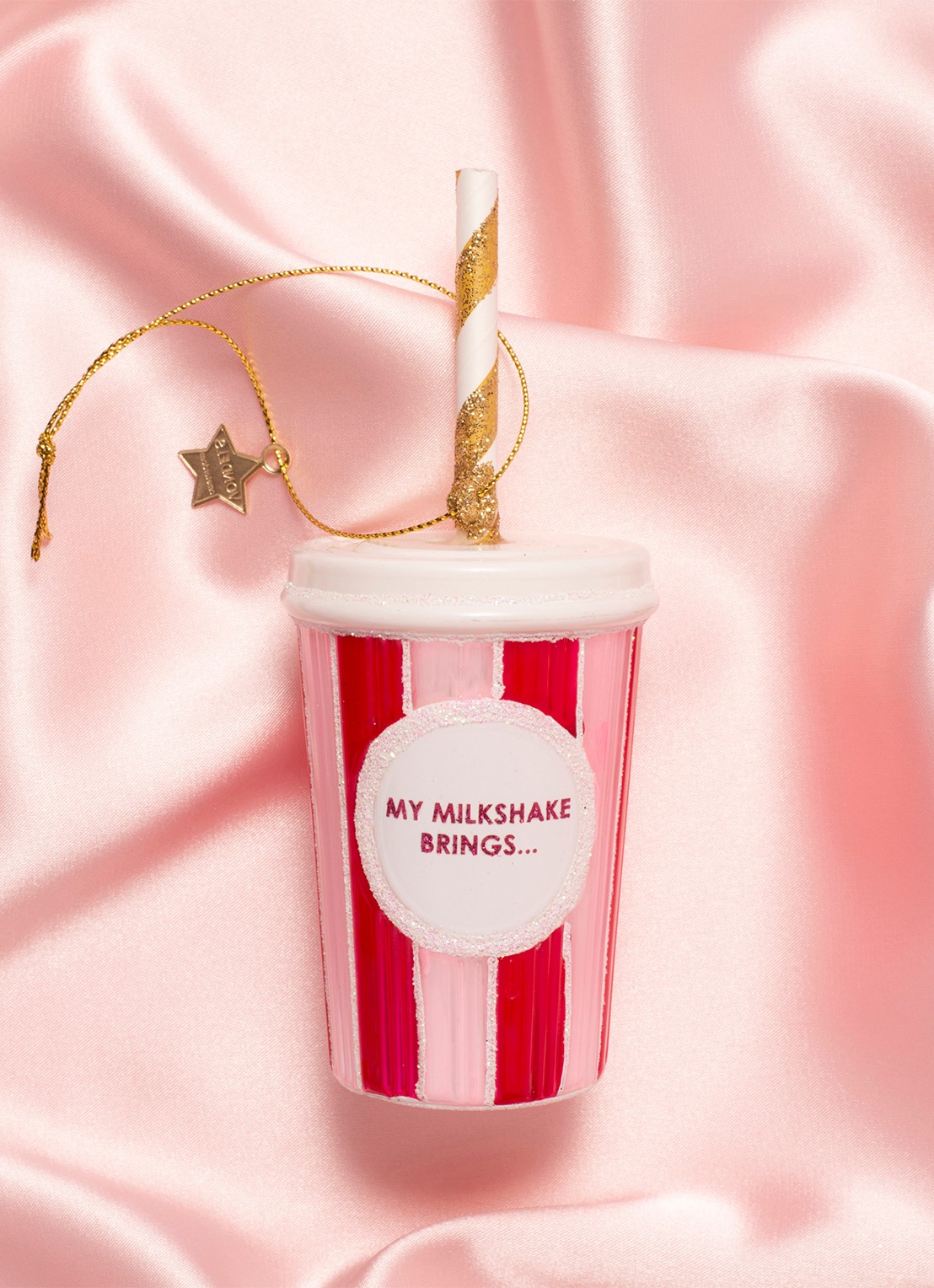 Vondels Milkshake kersthanger 14 cm - voorkant 2 roze