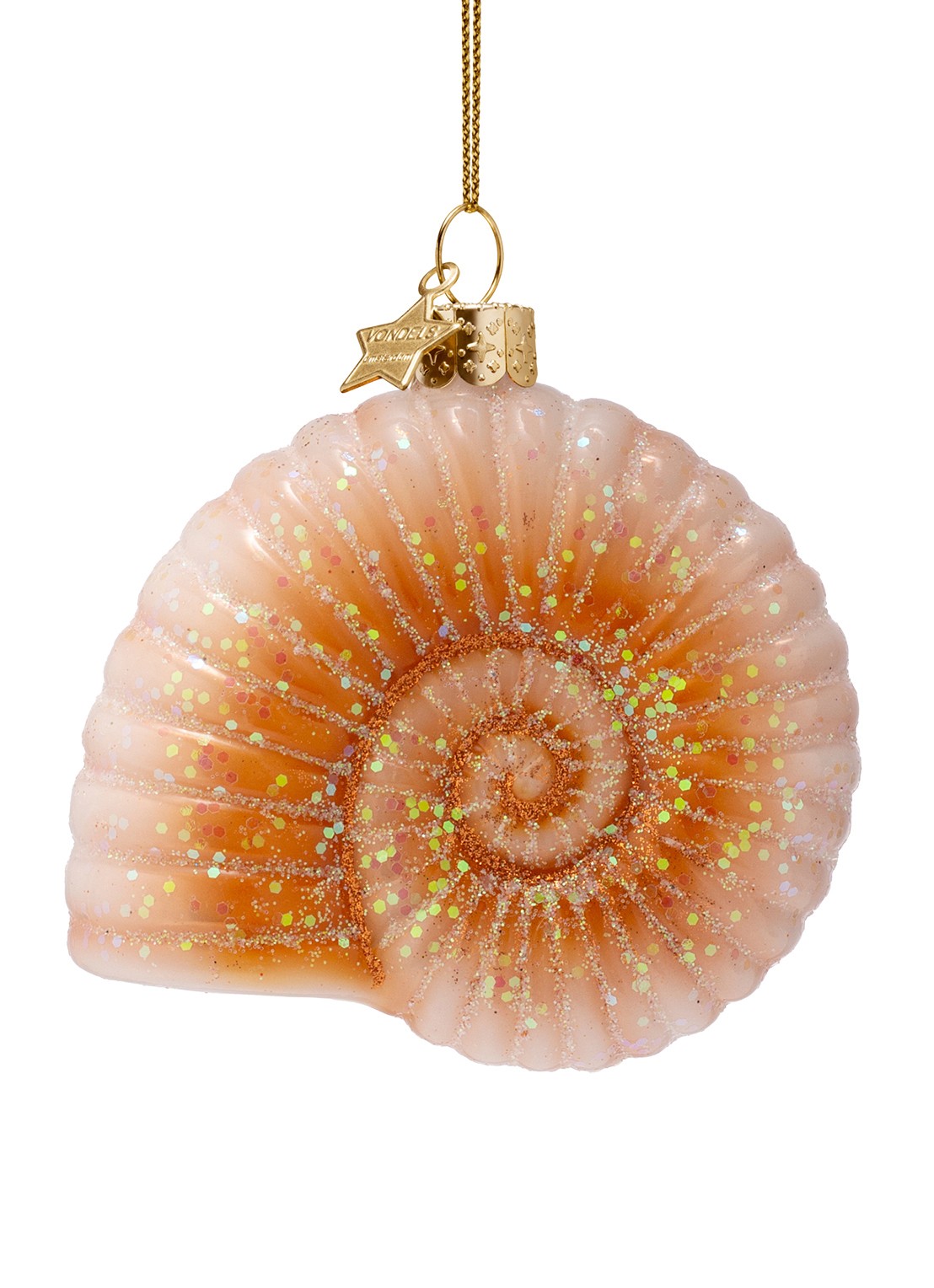 Vondels Nautilusschelp kersthanger 8 cm - voorkant 5 oranje