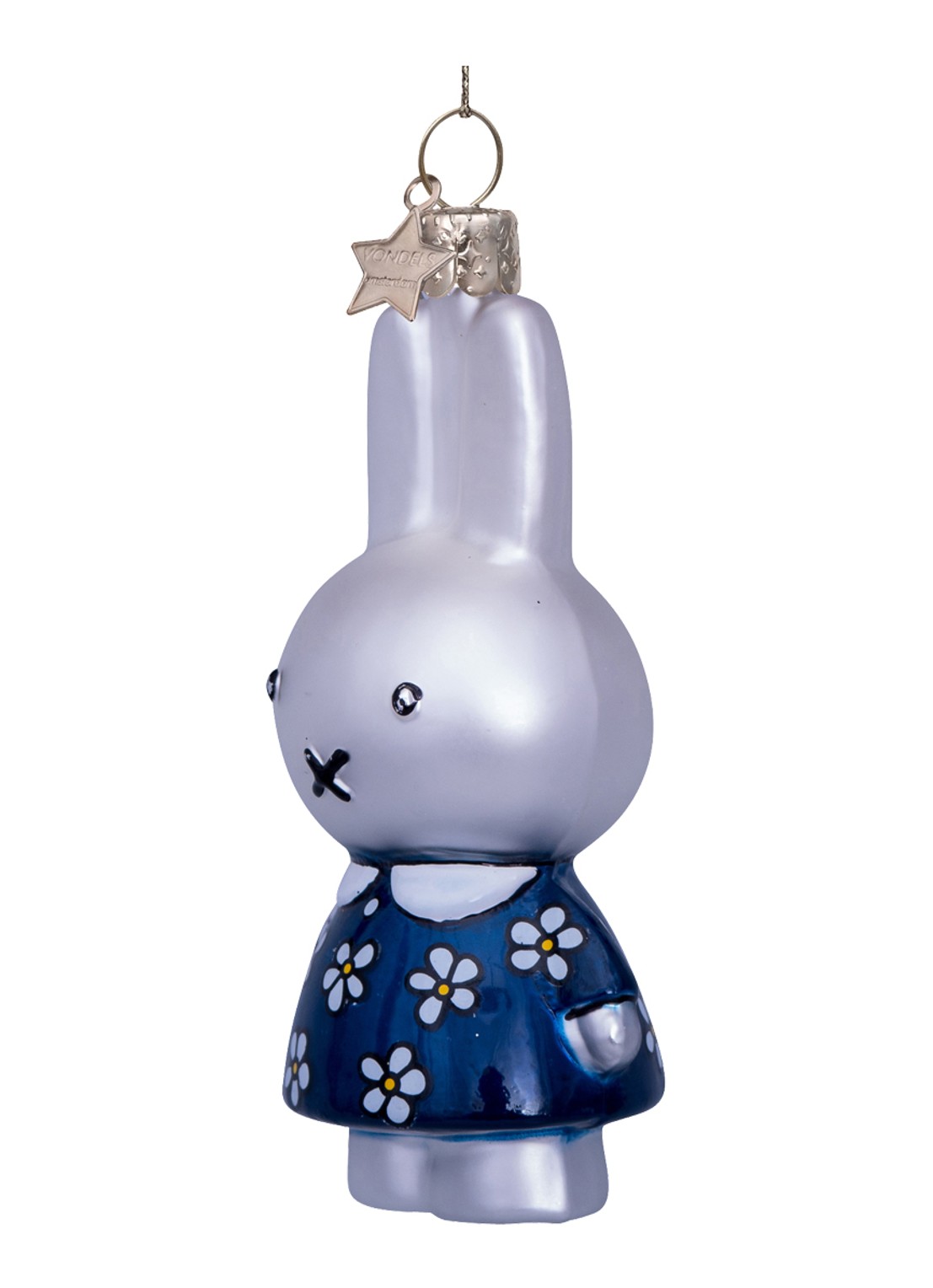 Vondels Nijntje/Miffy bloemenjurk kersthanger 11,5 cm - detail 3 donkerblauw