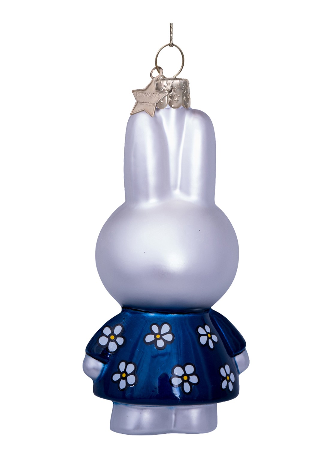 Vondels Nijntje/Miffy bloemenjurk kersthanger 11,5 cm - detail 4 donkerblauw