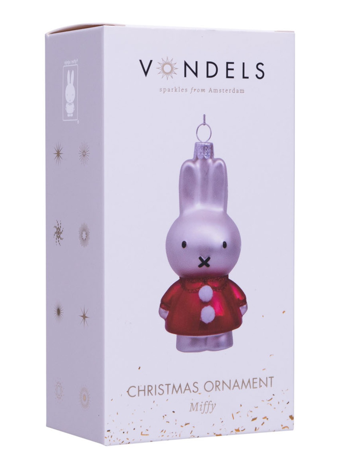 Vondels Nijntje/Miffy in kerstjurk kersthanger 11,5 cm - detail rood