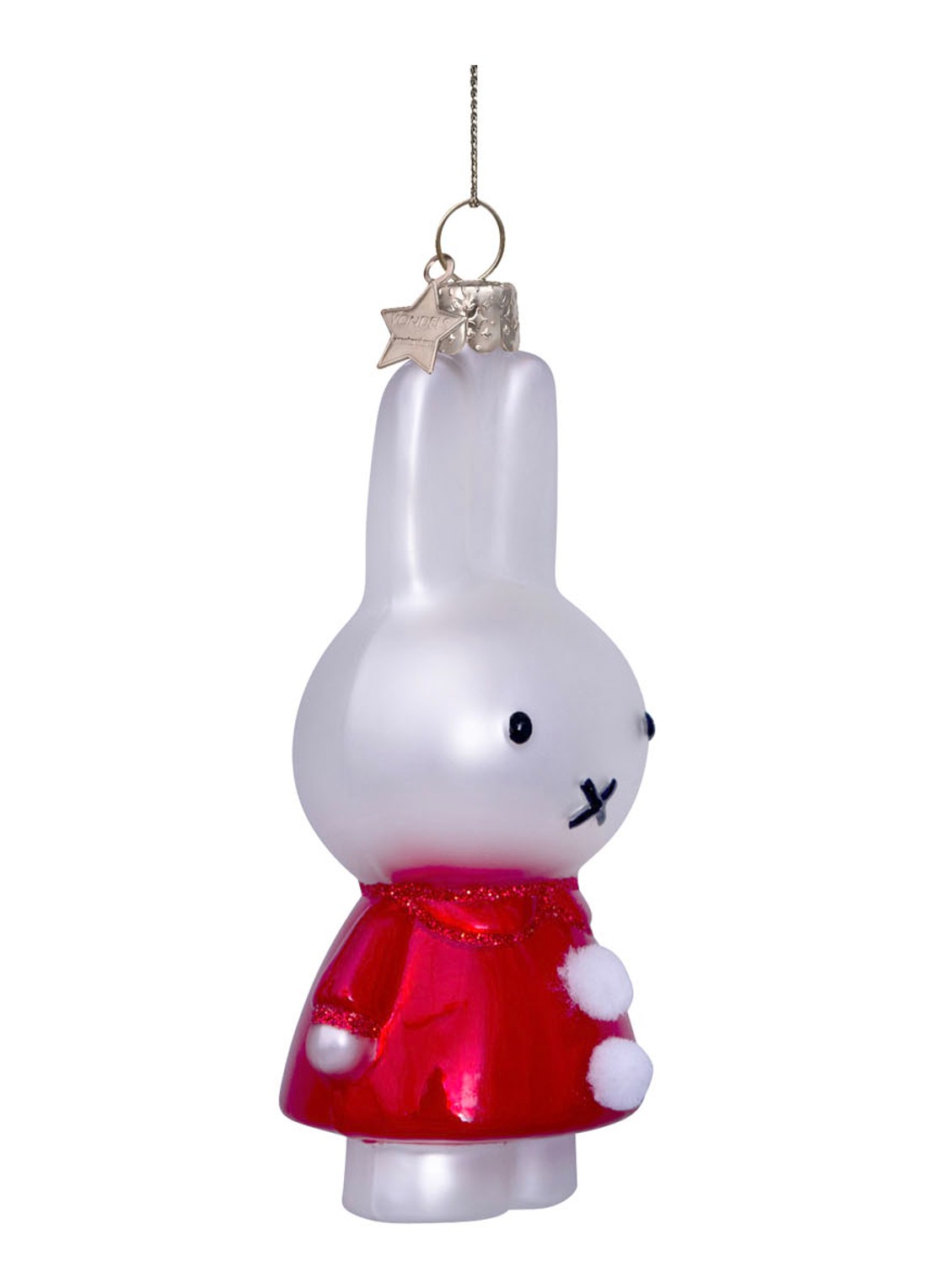 Vondels Nijntje/Miffy in kerstjurk kersthanger 11,5 cm - detail 2 rood