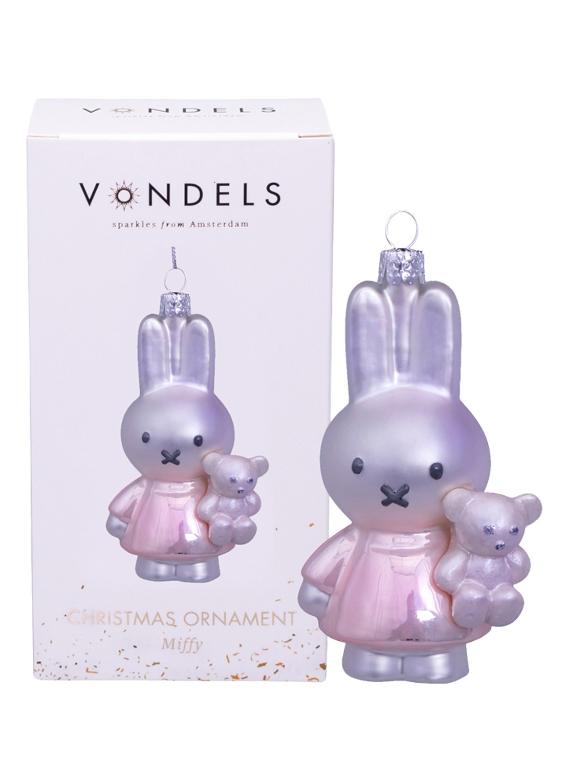 Vondels Nijntje/Miffy met Beer kersthanger 11 cm - detail 3 roze