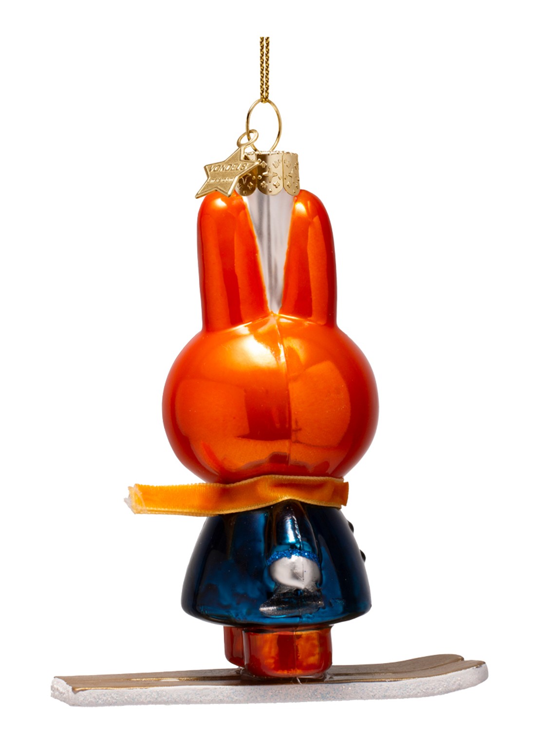 Vondels Nijntje-Miffy op Skiën kersthanger 12 cm - achterkant 3 oranje