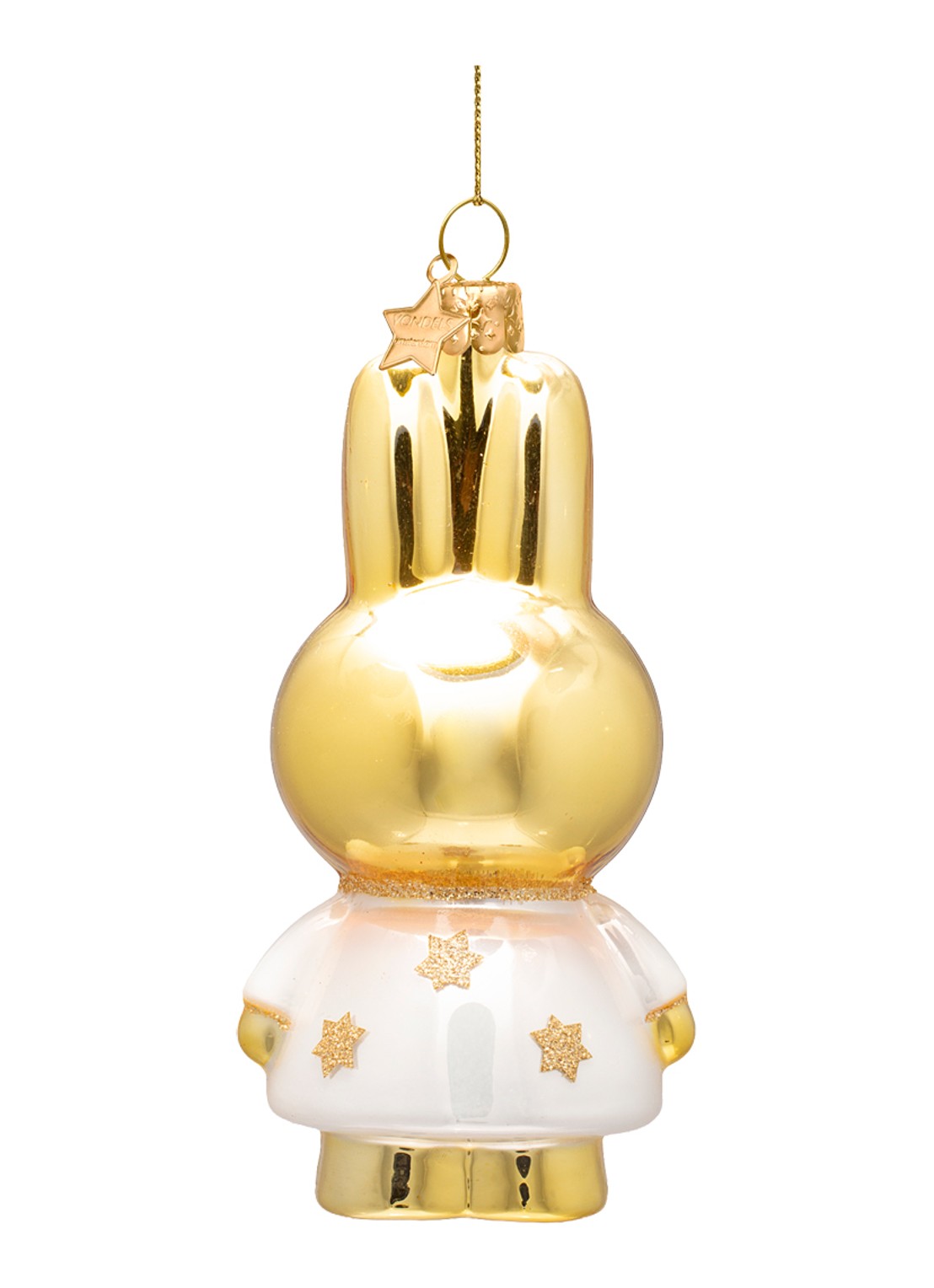 Vondels Nijntje/Miffy sterrenjurk kersthanger 11 cm - achterkant 3 goud
