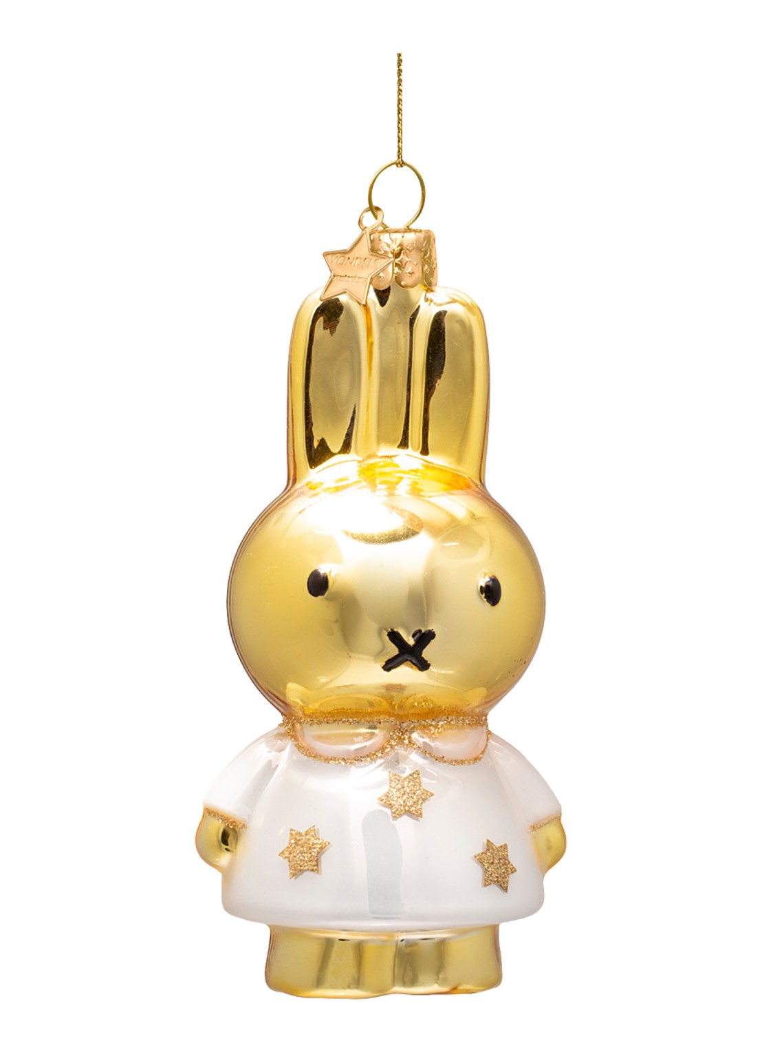 Vondels Nijntje/Miffy sterrenjurk kersthanger 11 cm - voorkant goud