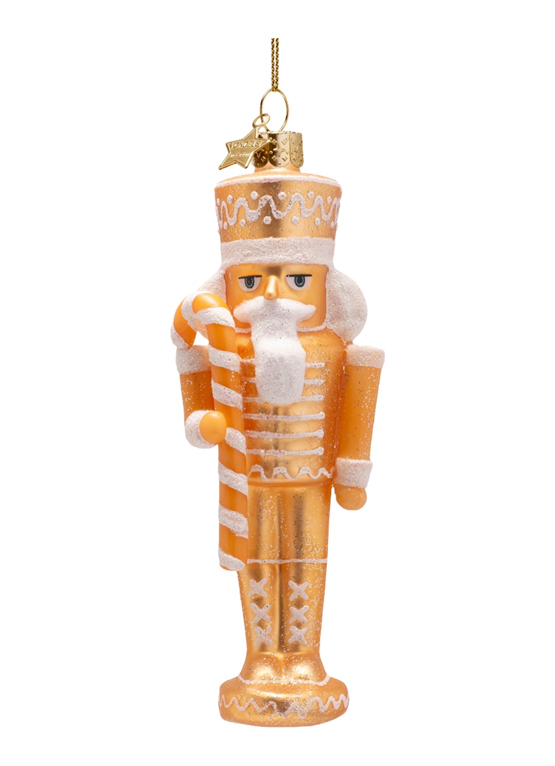 Vondels Notenkraker Gemberkoek kersthanger 15,5 cm - voorkant bruin