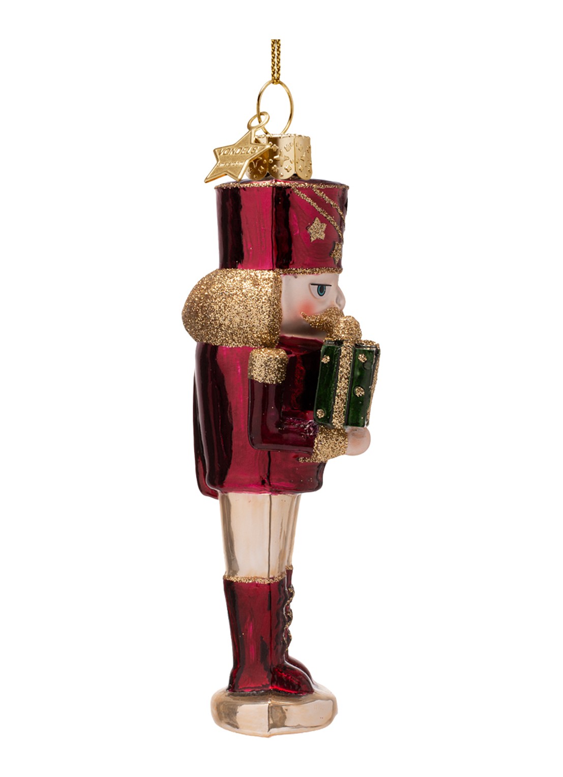 Vondels Notenkraker kersthanger 16 cm - detail 4 rood