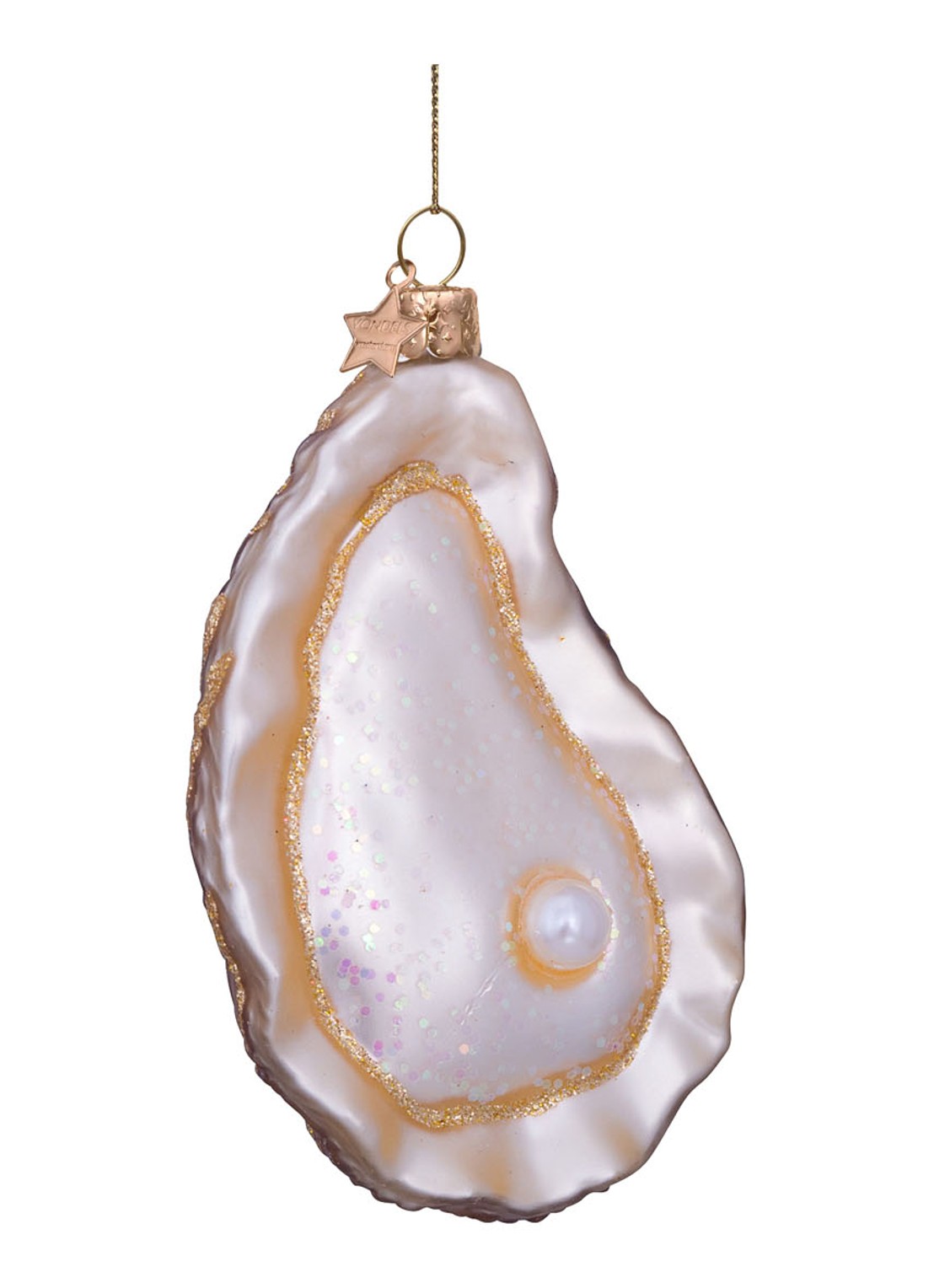 Vondels Oester kersthanger 10 cm - detail 2 goud