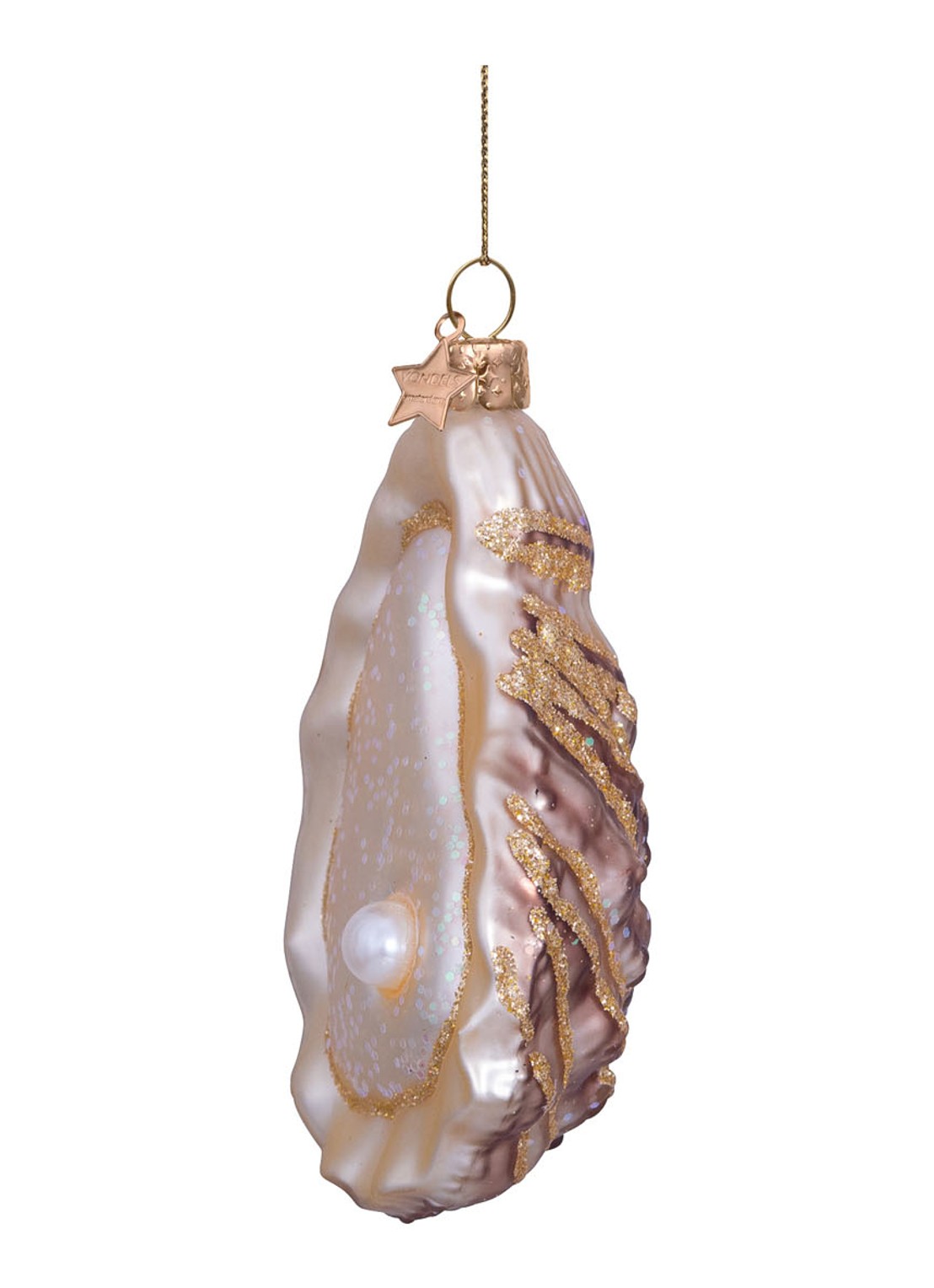 Vondels Oester kersthanger 10 cm - detail 3 goud