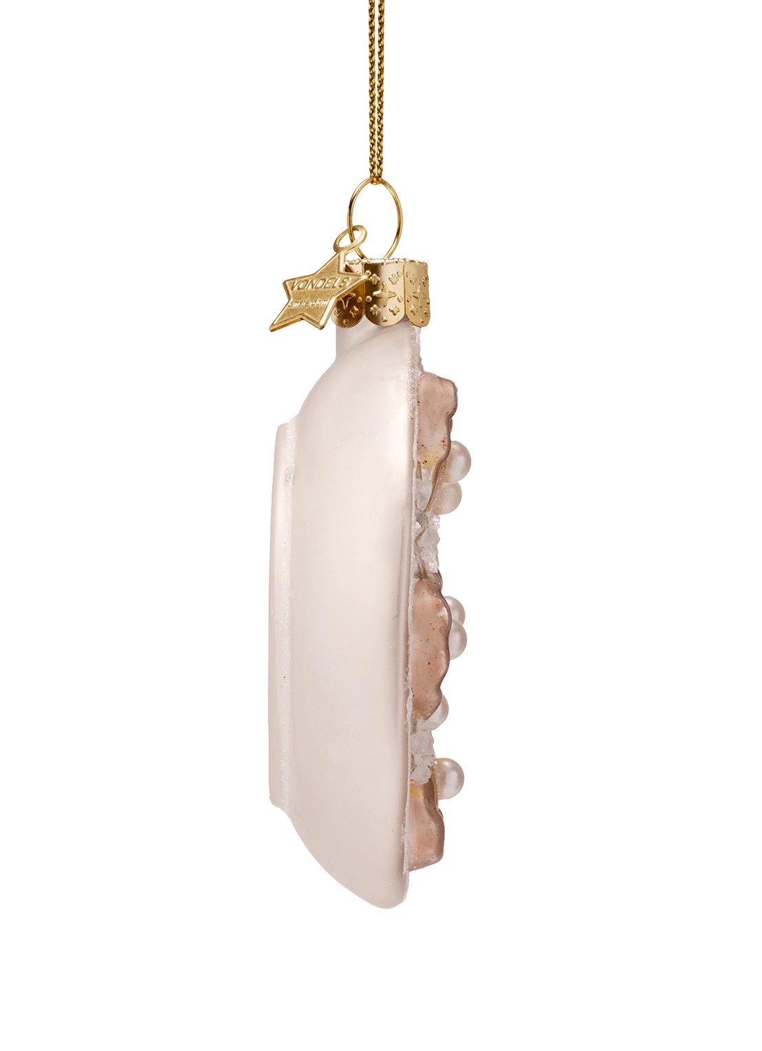 Vondels Oesterschaal kersthanger 9cm - achterkant 3 creme