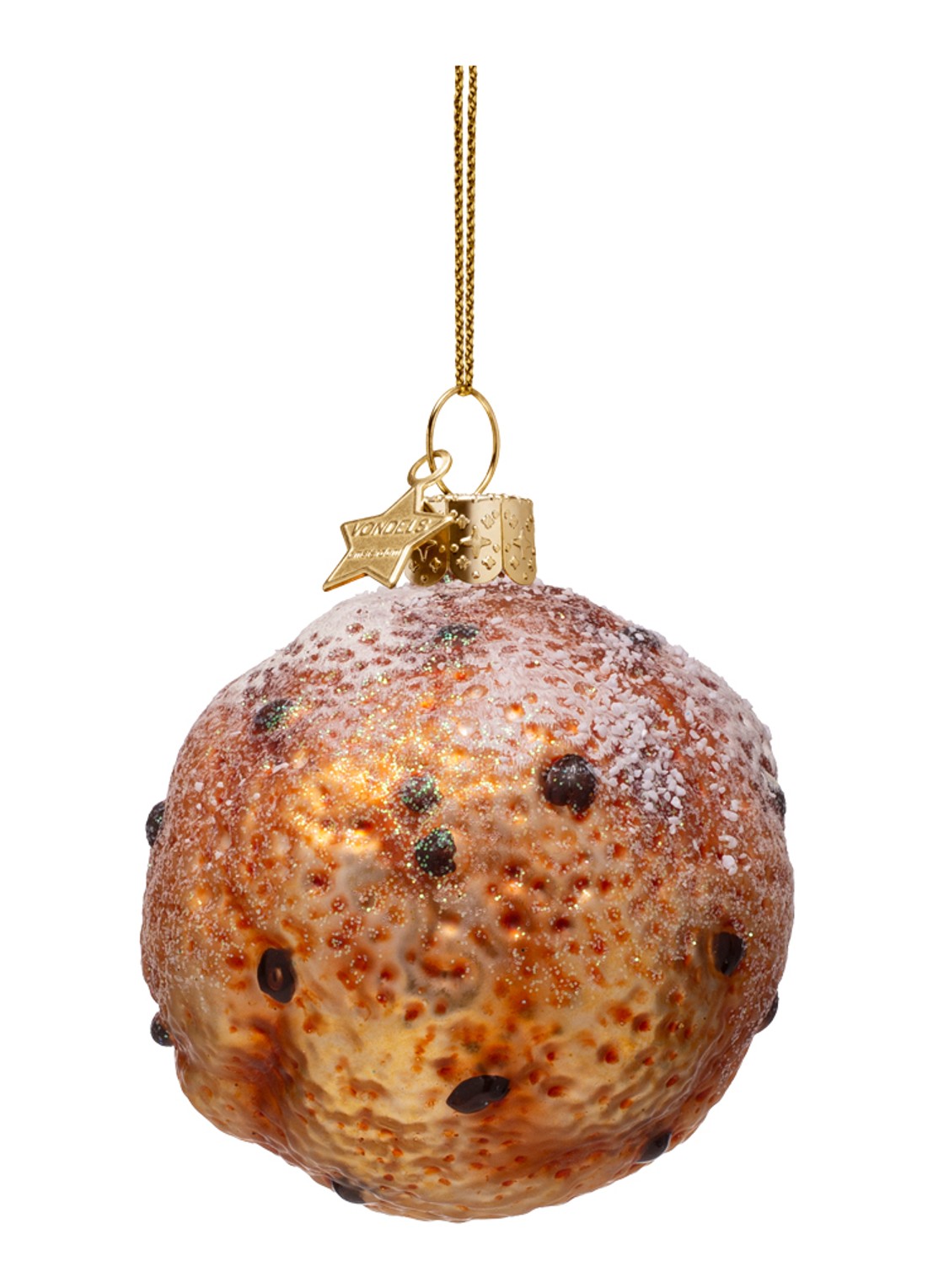 Vondels Oliebol kersthanger 7 cm - voorkant 3 bruin