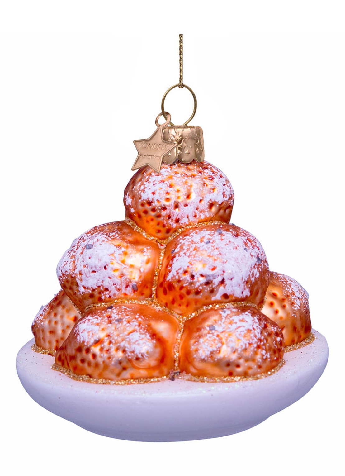 Vondels Oliebollen kersthanger 7 cm - voorkant multicolor