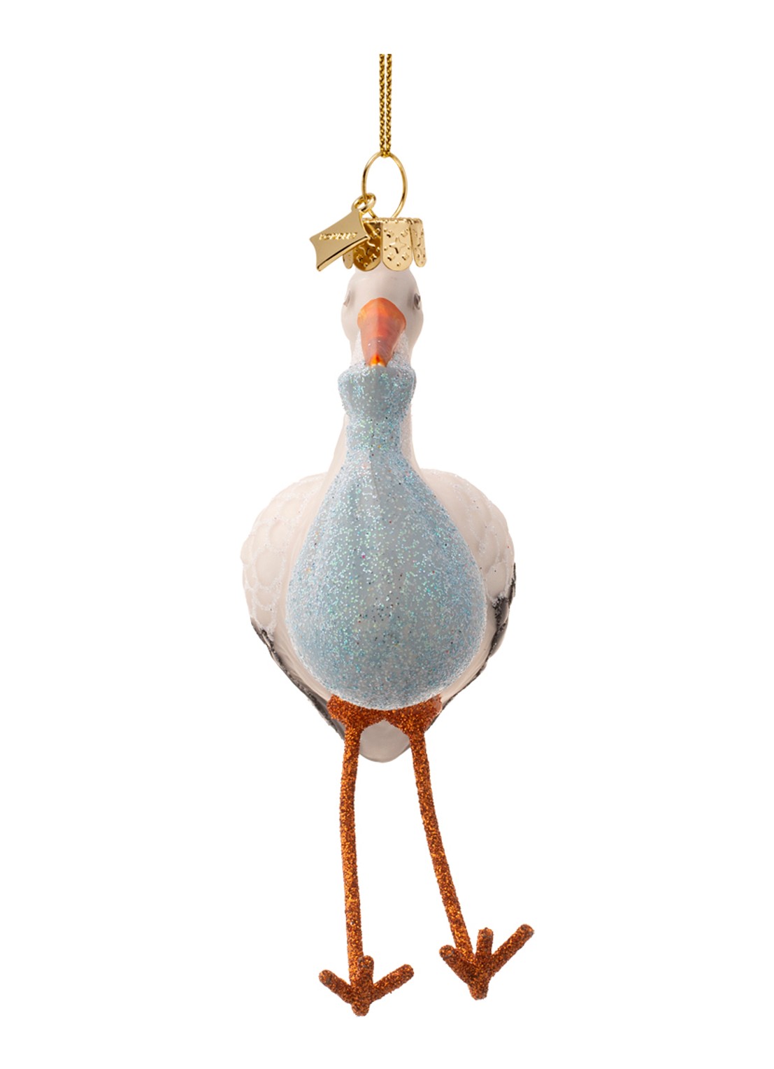 Vondels Ooievaar Met Baby kersthanger 11,5 cm - detail blauw