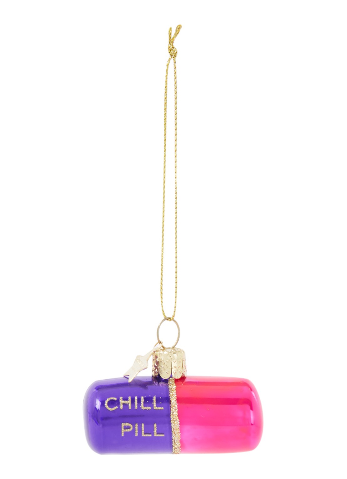 Vondels Opal Chill Pill kersthanger 4 cm - voorkant roze