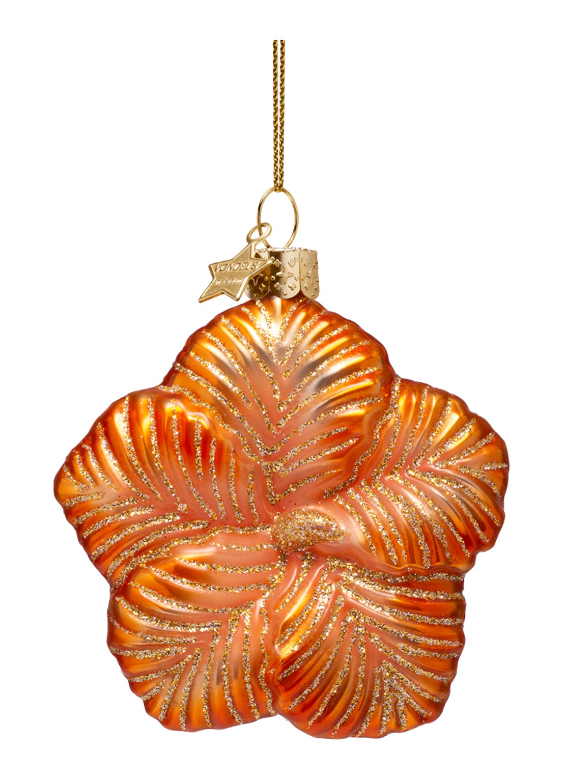 Vondels Oranje Hibiscus kersthanger 8,5 cm - voorkant oranje
