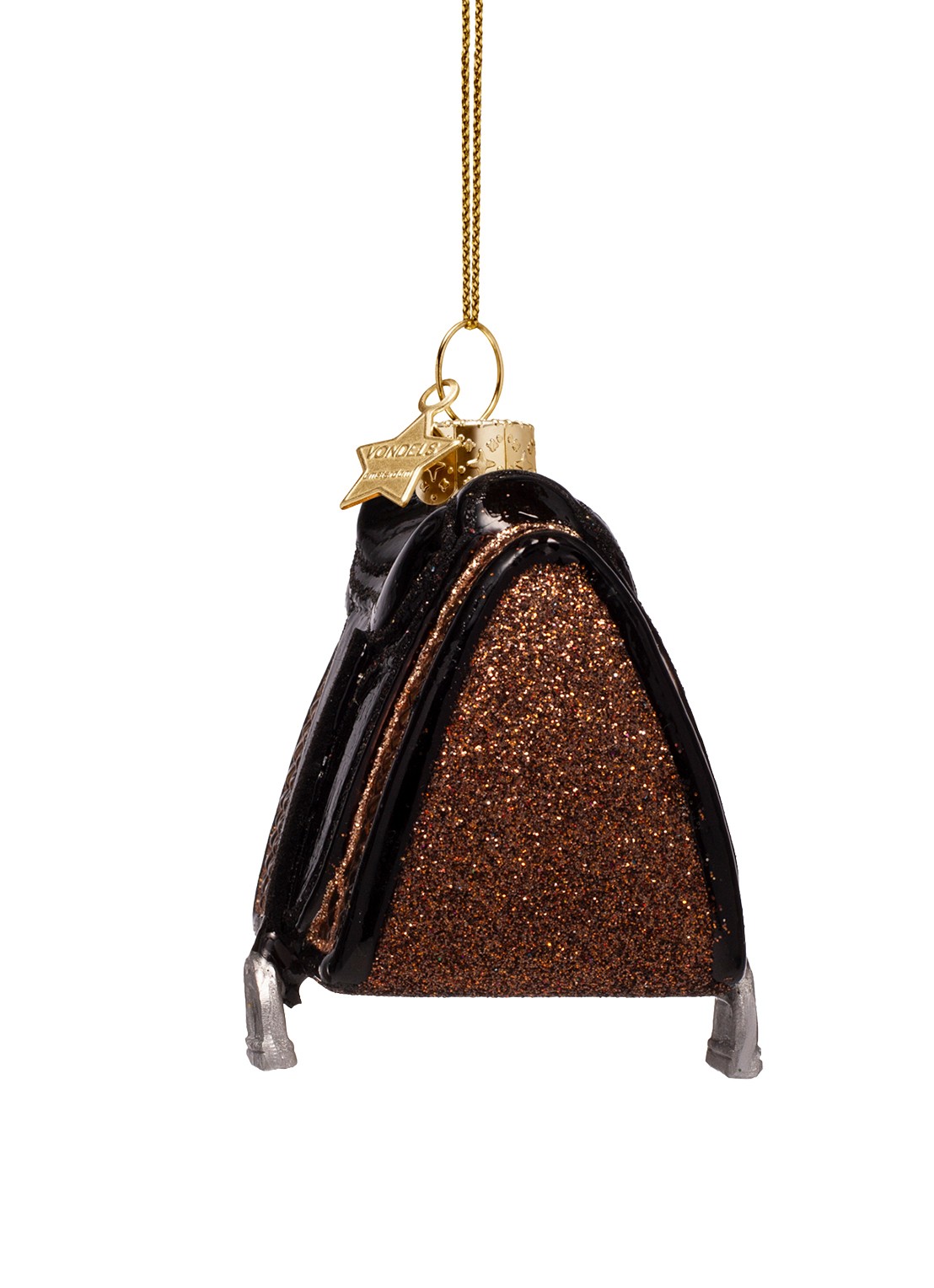 Vondels Paardenzadel kersthanger 6 cm - detail 2 zwart