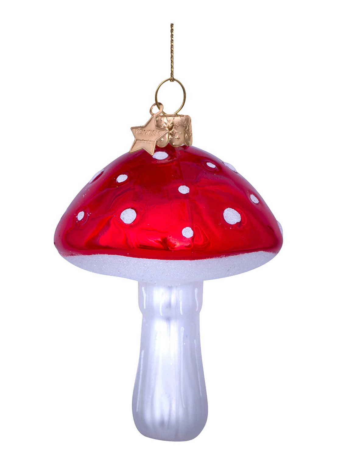 Vondels paddenstoel kersthanger 8,5cm - achterkant rood