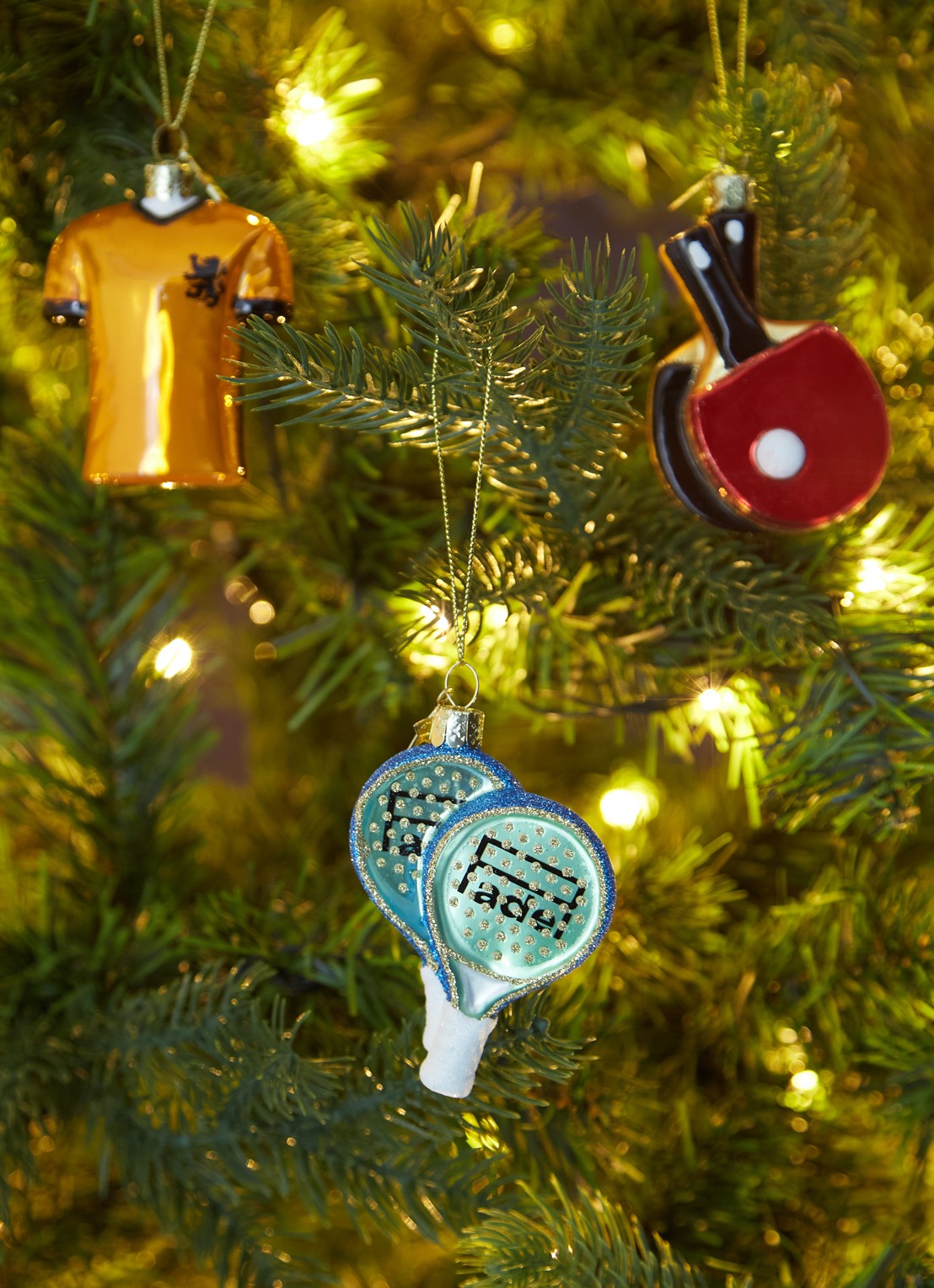 Vondels Padel Racket kersthanger 10 cm - voorkant 2 groen