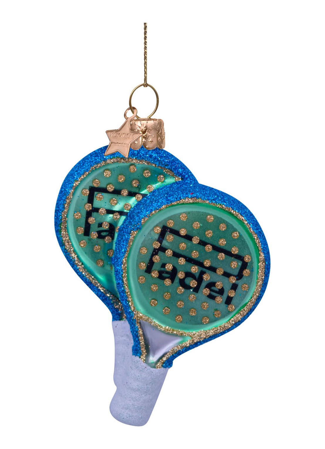 Vondels Padel Racket kersthanger 9,5 cm - detail 3 multicolor