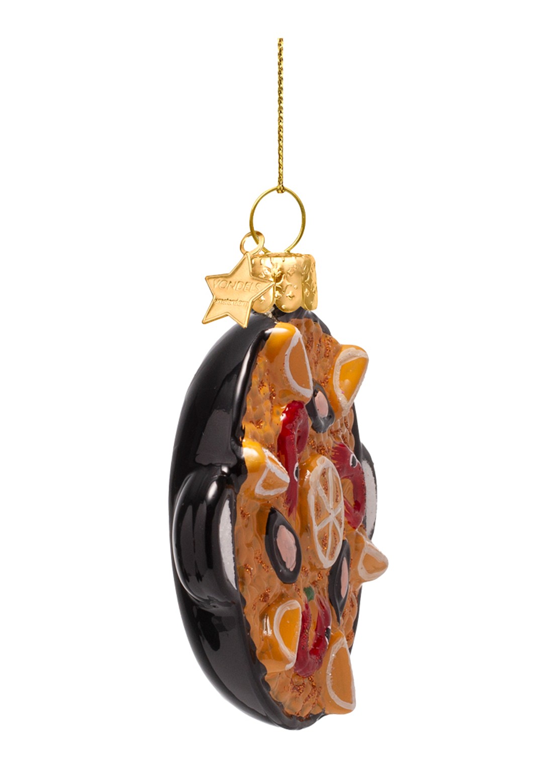 Vondels Paella met garnalen kersthanger 8,5 cm - detail oranje