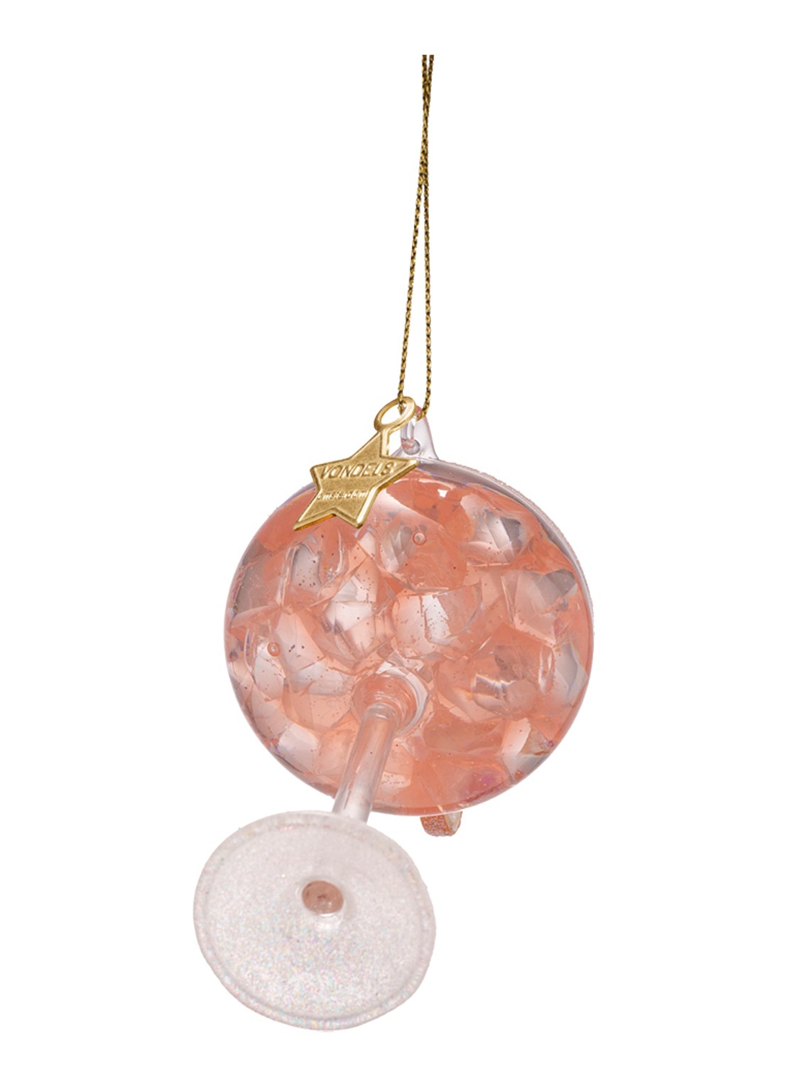 Vondels Paloma Cocktail kersthanger 10,5 cm - achterkant 3 roze