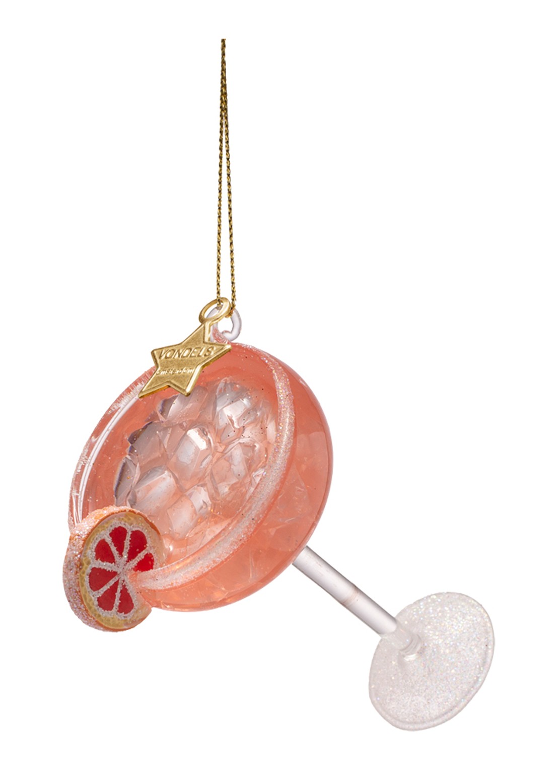 Vondels Paloma Cocktail kersthanger 10,5 cm - detail roze