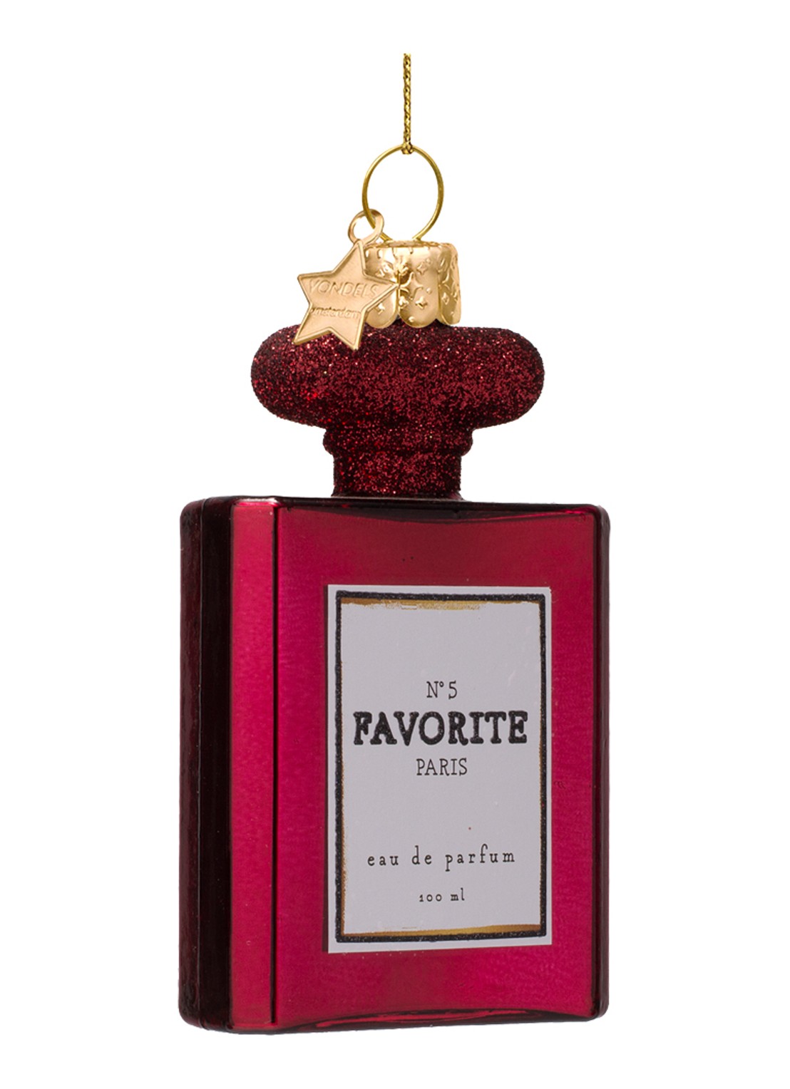 Vondels Parfum kersthanger 9 cm - detail 2 rood