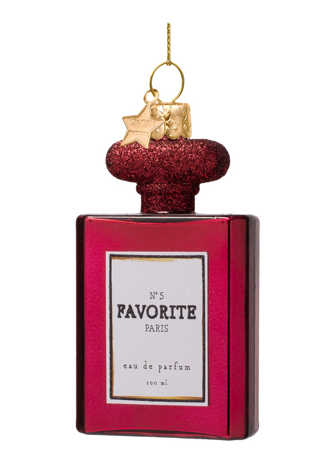 Vondels Parfum kersthanger 9 cm - voorkant 3 rood