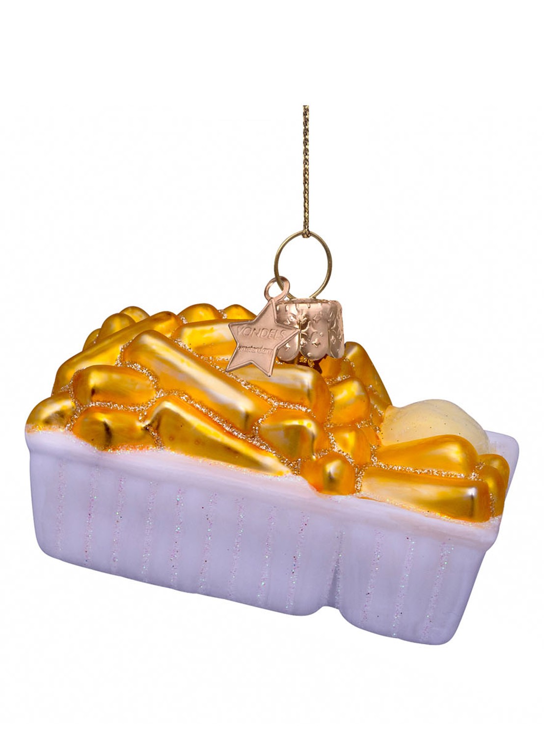 Vondels Patat met mayonaise kersthanger 6 cm - detail wit