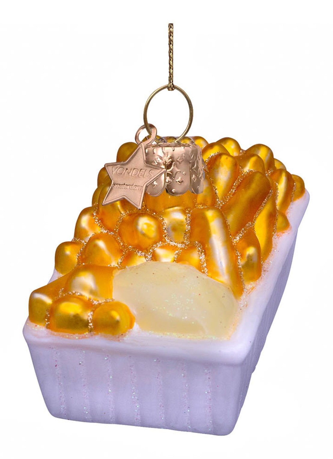 Vondels Patat met mayonaise kersthanger 6 cm - detail 3 wit