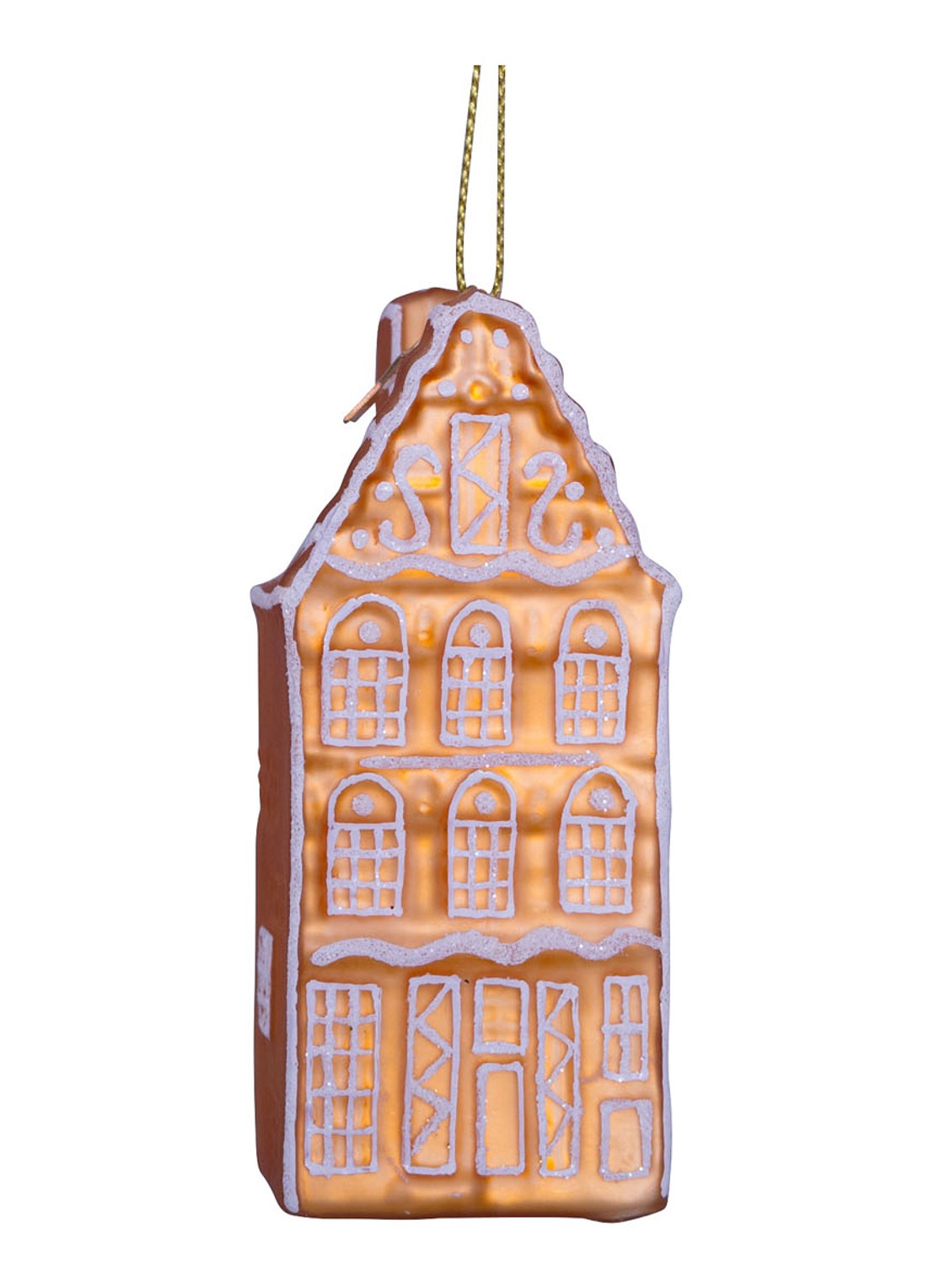 Vondels Peperkoek Grachtenpand kersthanger 8,5 cm - detail bruin