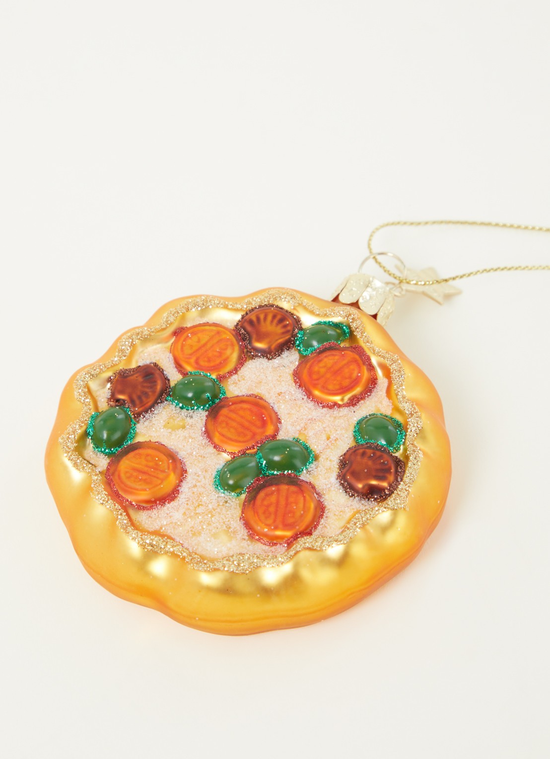 Vondels Pizza kersthanger 8 cm - detail 3 oranje