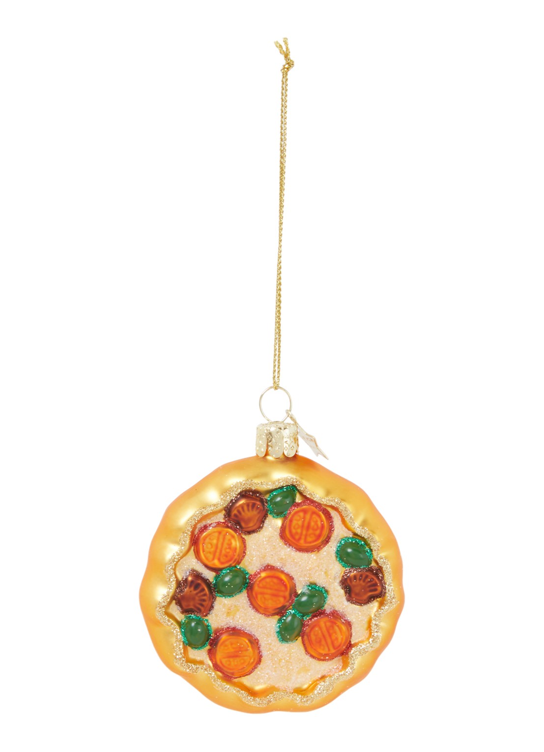 Vondels Pizza kersthanger 8 cm - voorkant oranje