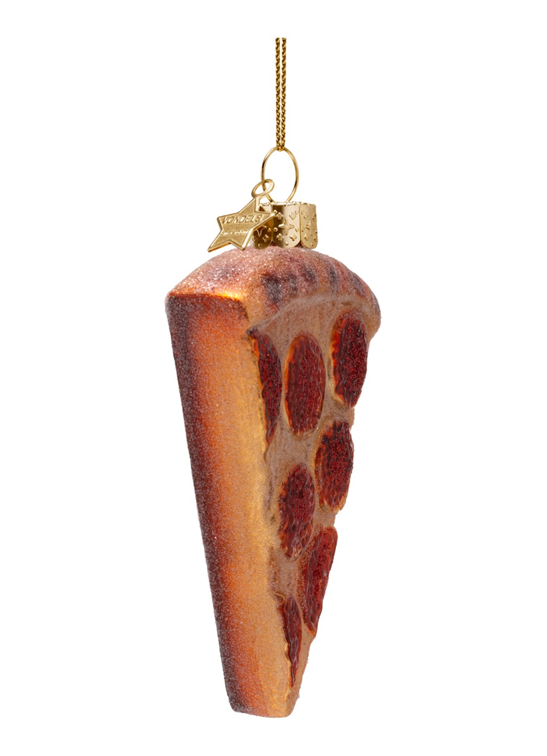Vondels Pizza Punt kersthanger 10 cm - detail 4 beige