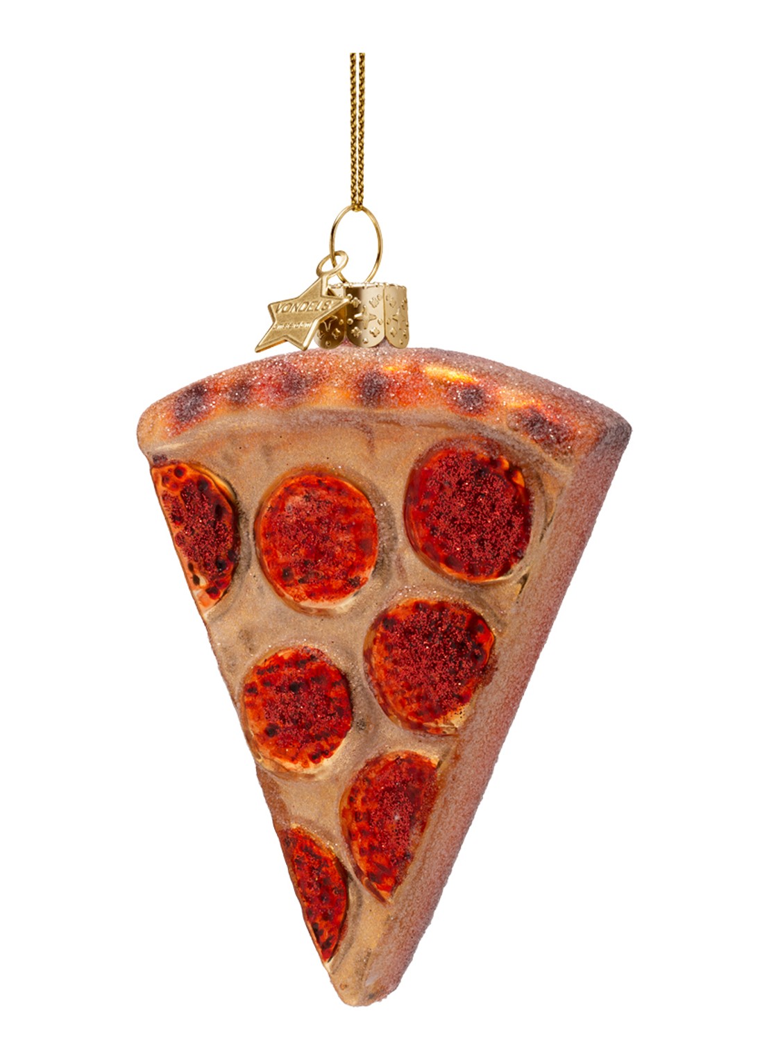 Vondels Pizza Punt kersthanger 10 cm - voorkant beige
