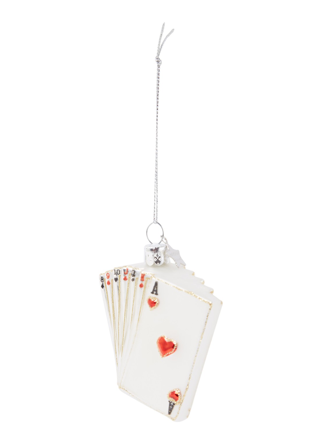 Vondels Playingcard kersthanger 7 cm - voorkant parelmoer