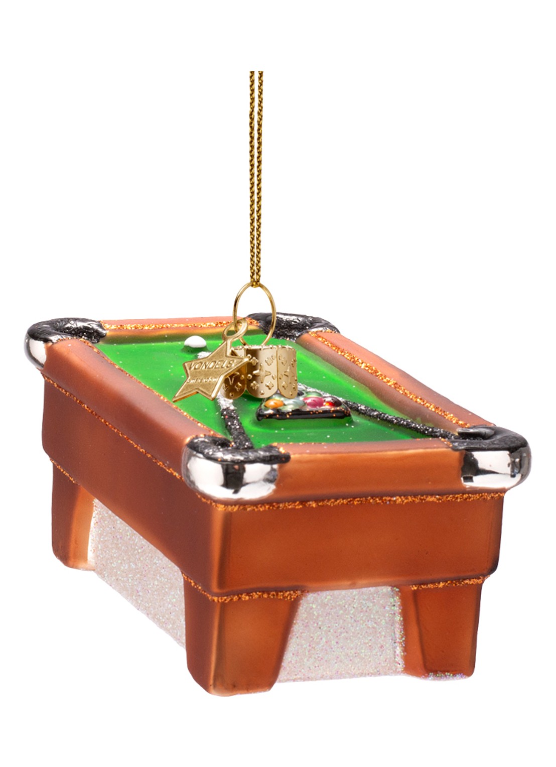 Vondels Pooltafel kersthanger 4,5 cm - voorkant 7 bruin