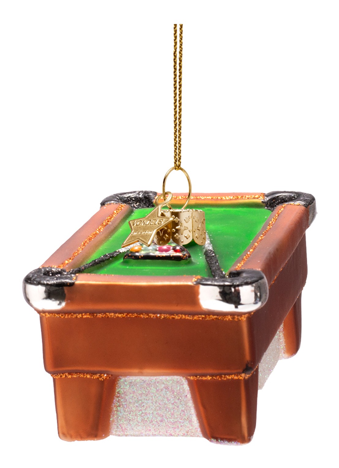 Vondels Pooltafel kersthanger 4,5 cm - voorkant 8 bruin