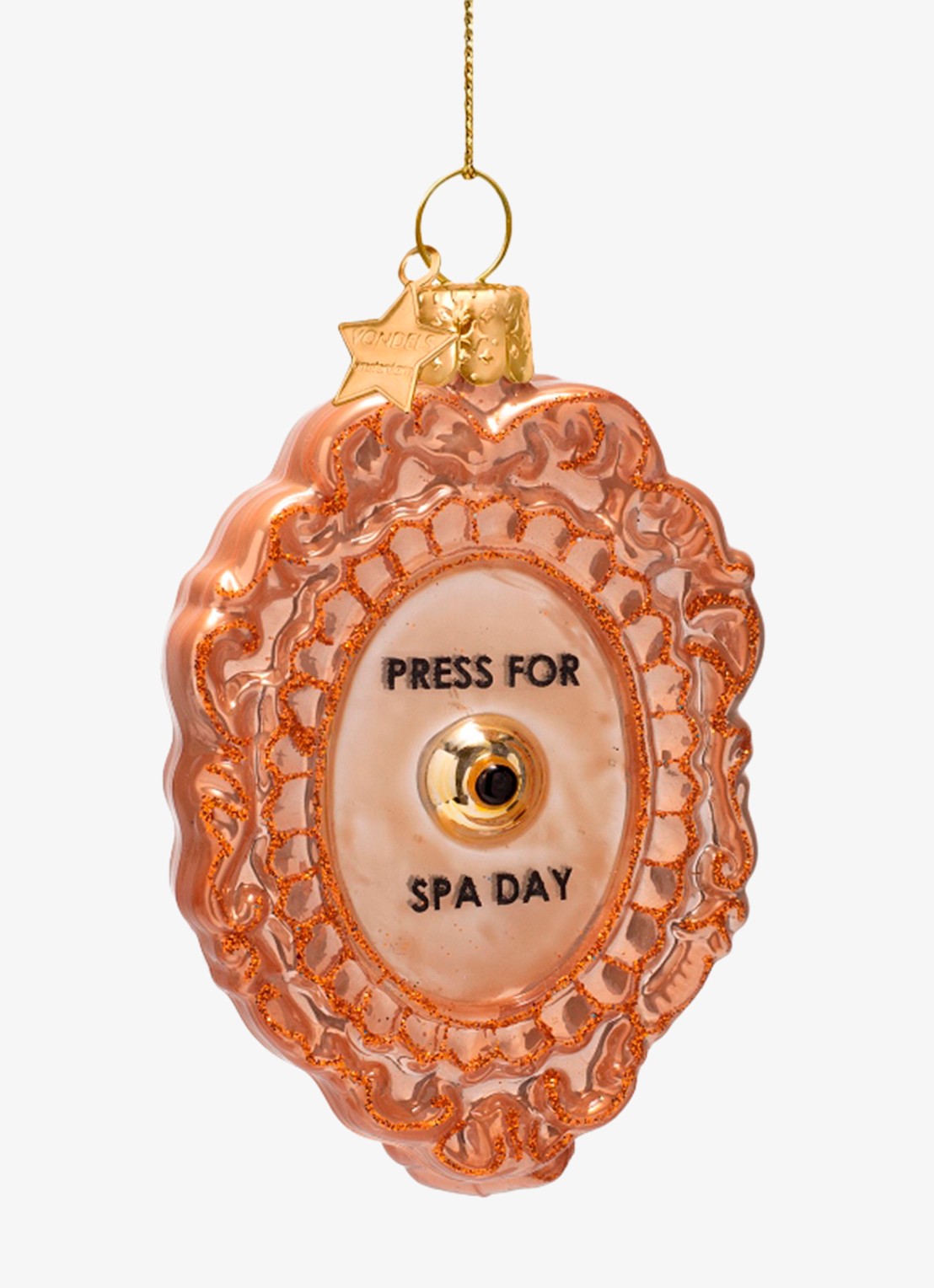 Vondels Press for Spa Day Knop kersthanger 9 cm - voorkant goud