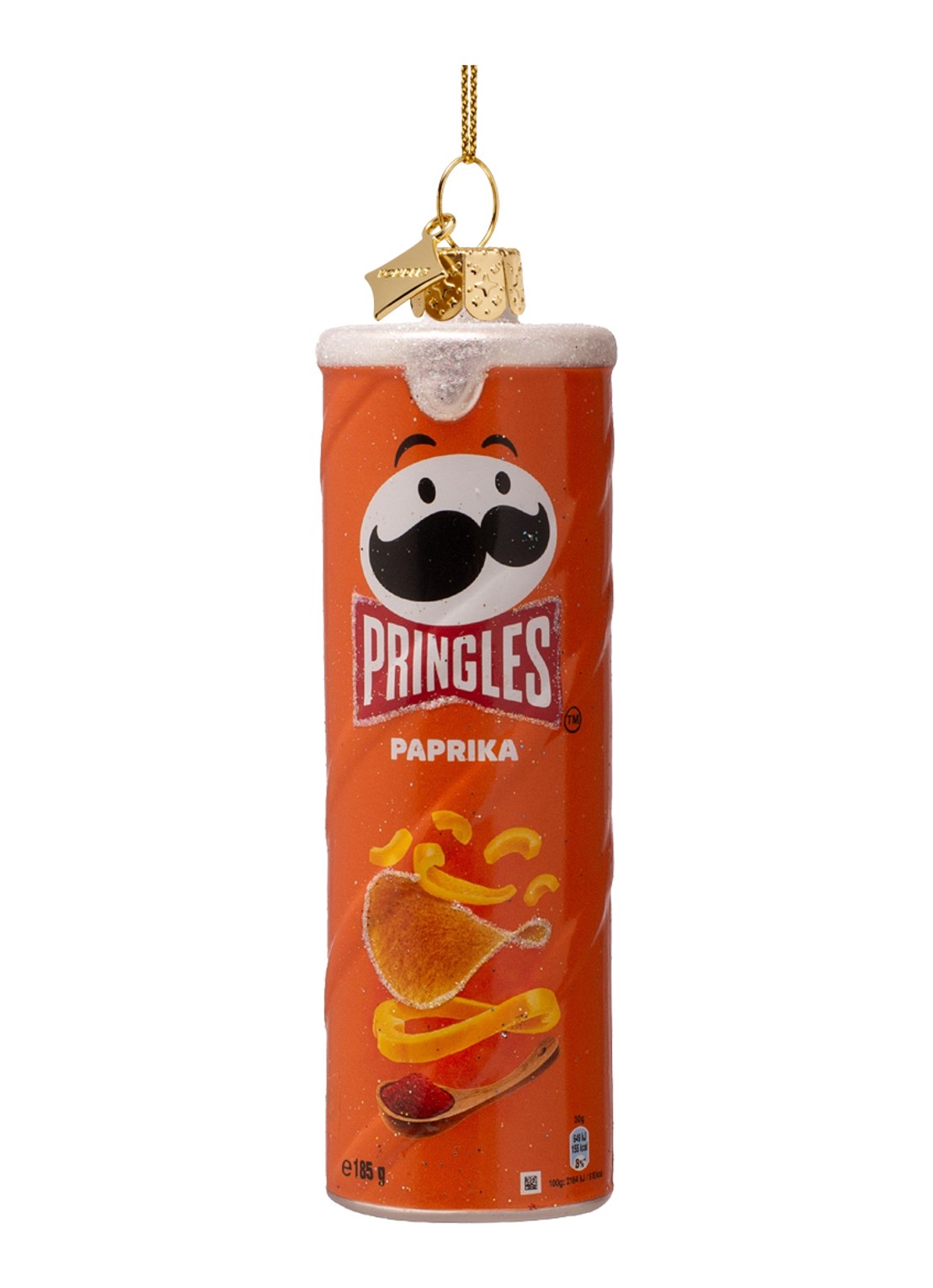 Vondels Pringles Paprika kersthanger 12 cm - voorkant oranje
