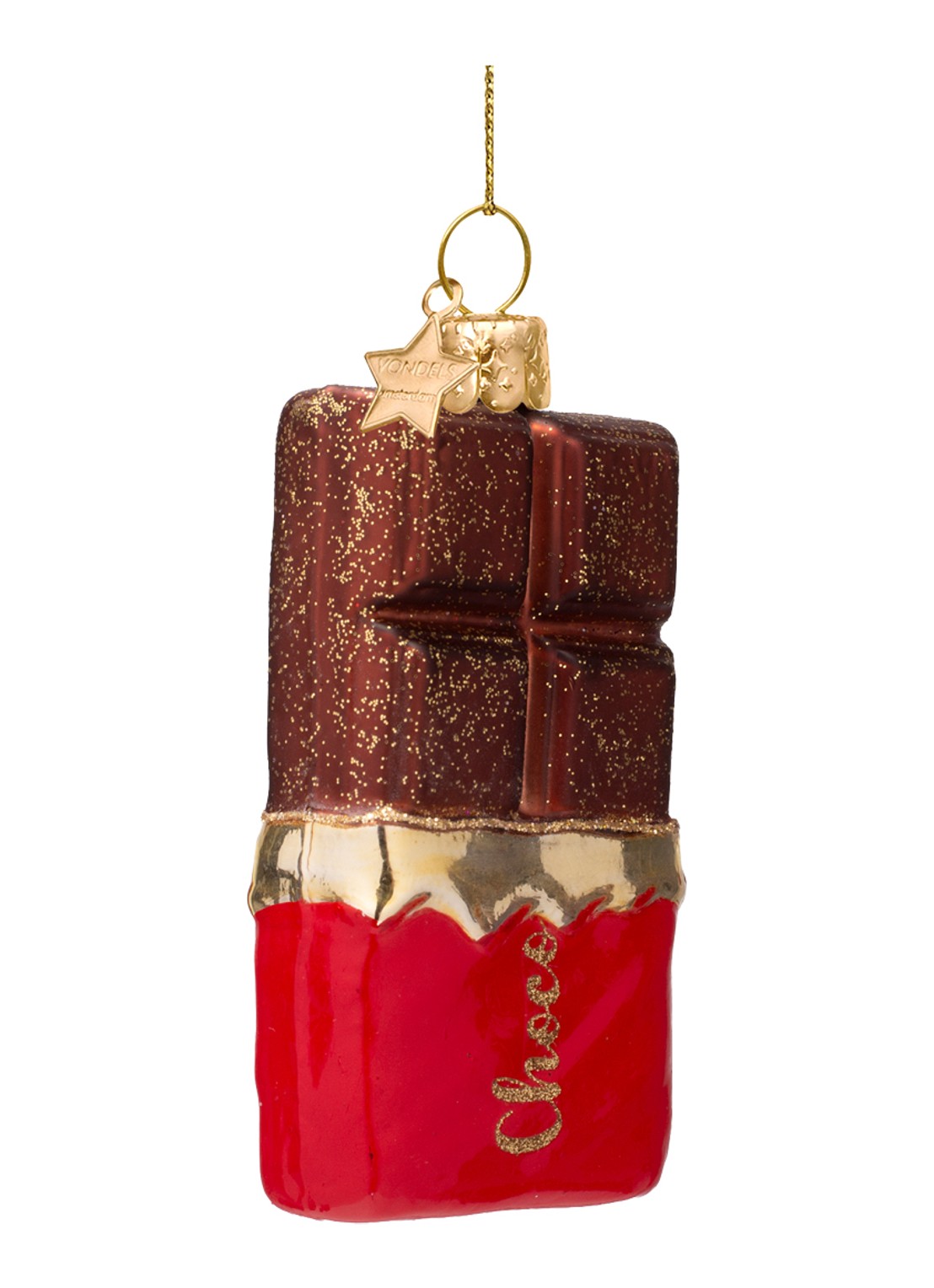 Vondels Pure Chocoladereep kersthanger 9 cm - detail 5 bruin