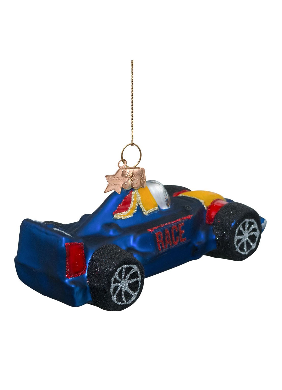 Vondels Raceauto kersthanger 5 cm - detail 3 kobaltblauw