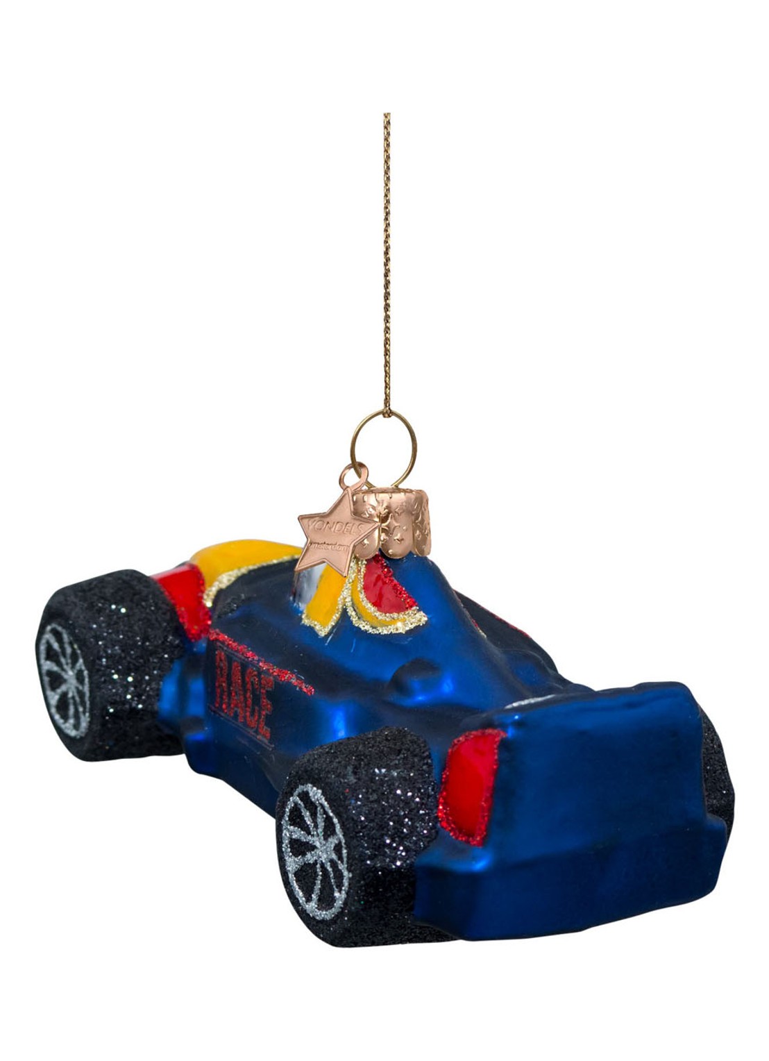 Vondels Raceauto kersthanger 5 cm - detail 4 kobaltblauw