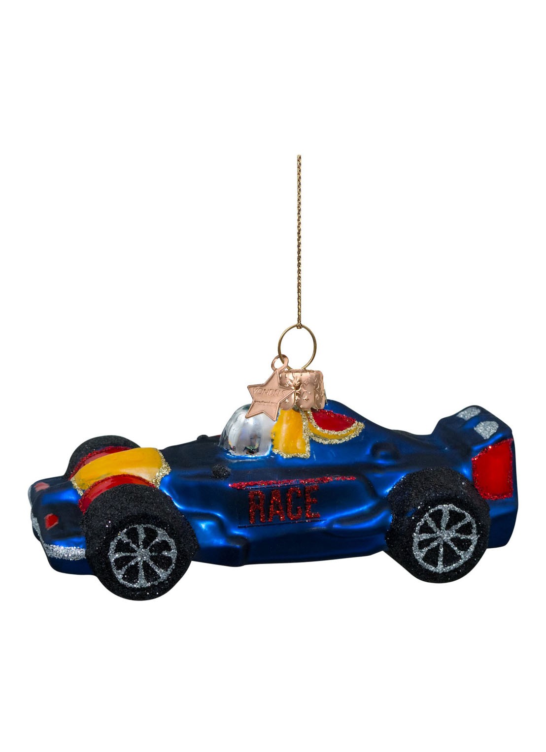 Vondels Raceauto kersthanger 5 cm - detail 5 kobaltblauw