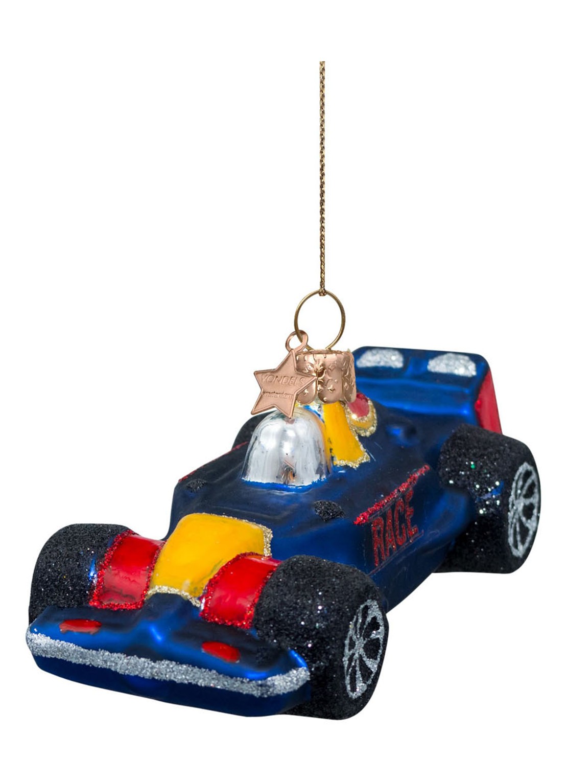 Vondels Raceauto kersthanger 5 cm - detail 6 kobaltblauw