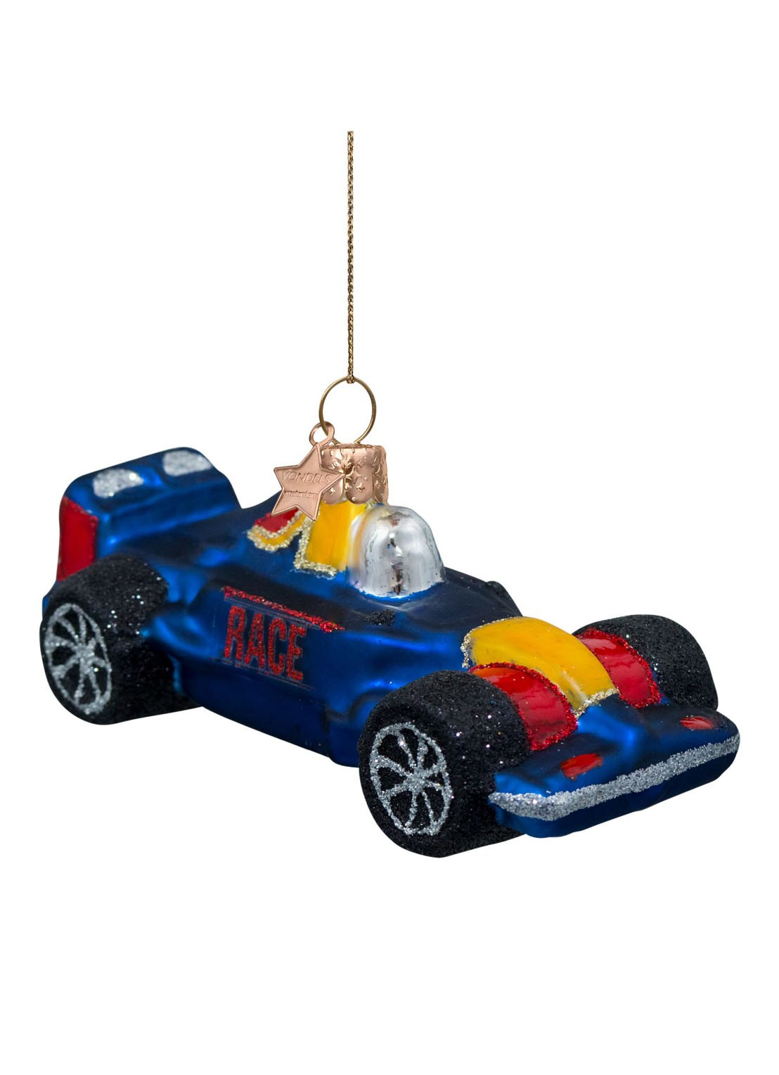 Vondels Raceauto kersthanger 5 cm - detail 7 kobaltblauw