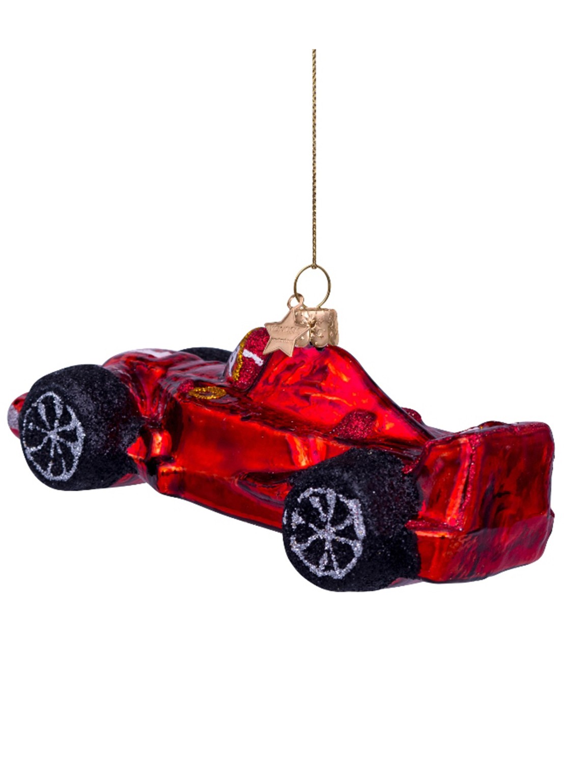 Vondels Raceauto kersthanger 5 cm - achterkant rood