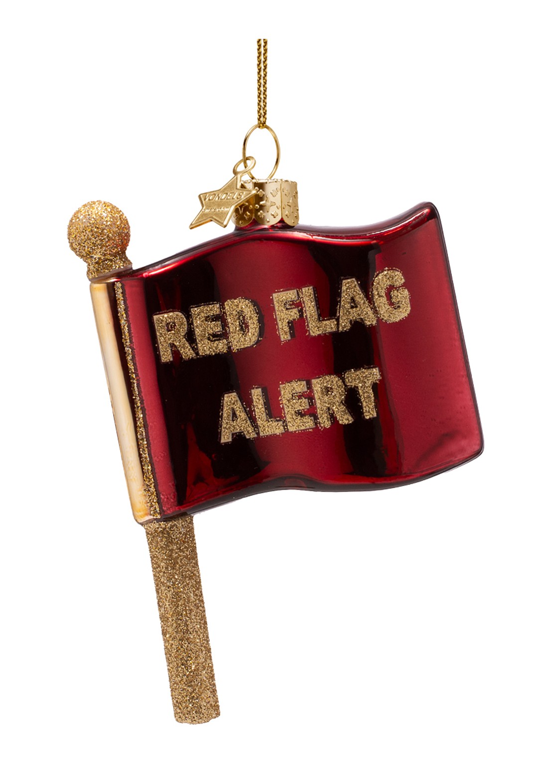 Vondels Red Flag kersthanger 10,5cm - voorkant rood